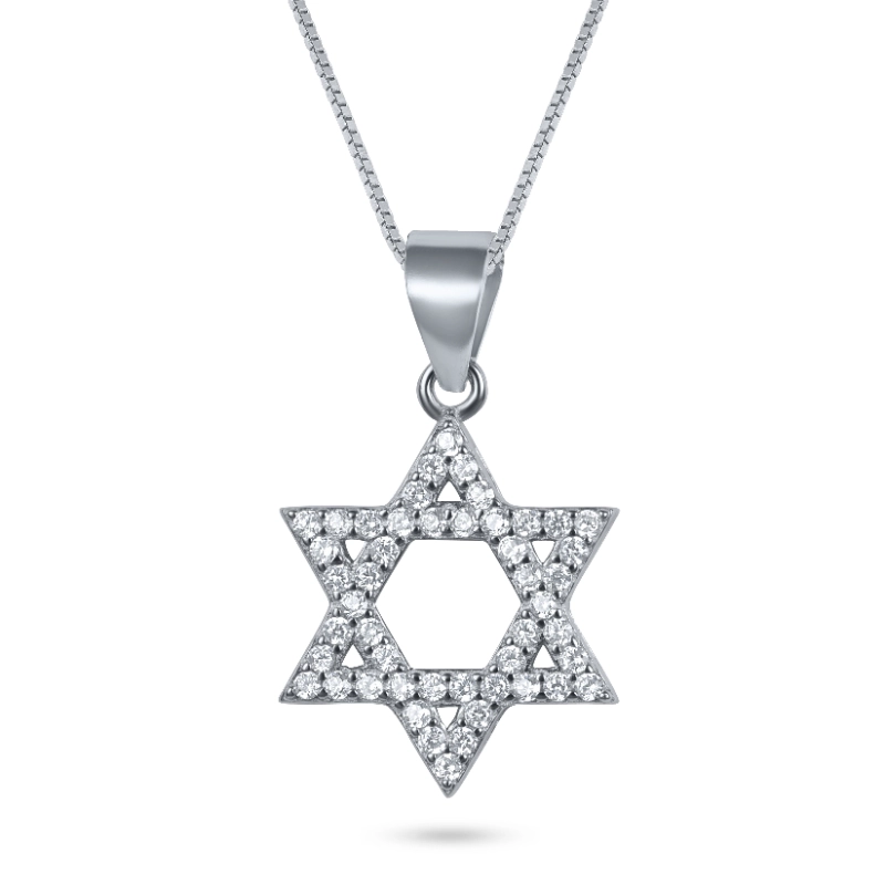 שרשרת כסף 925 תליון מגן דוד משובץ
