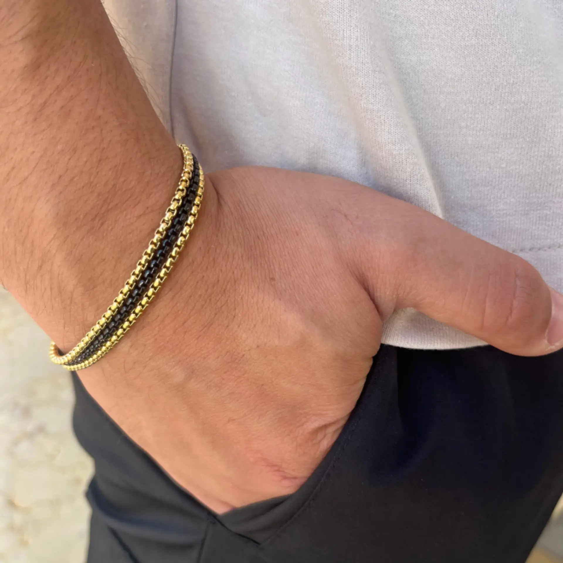 צמיד לגבר JETEM יוקרתי שלוש שורות סטיל – תמונה 4
