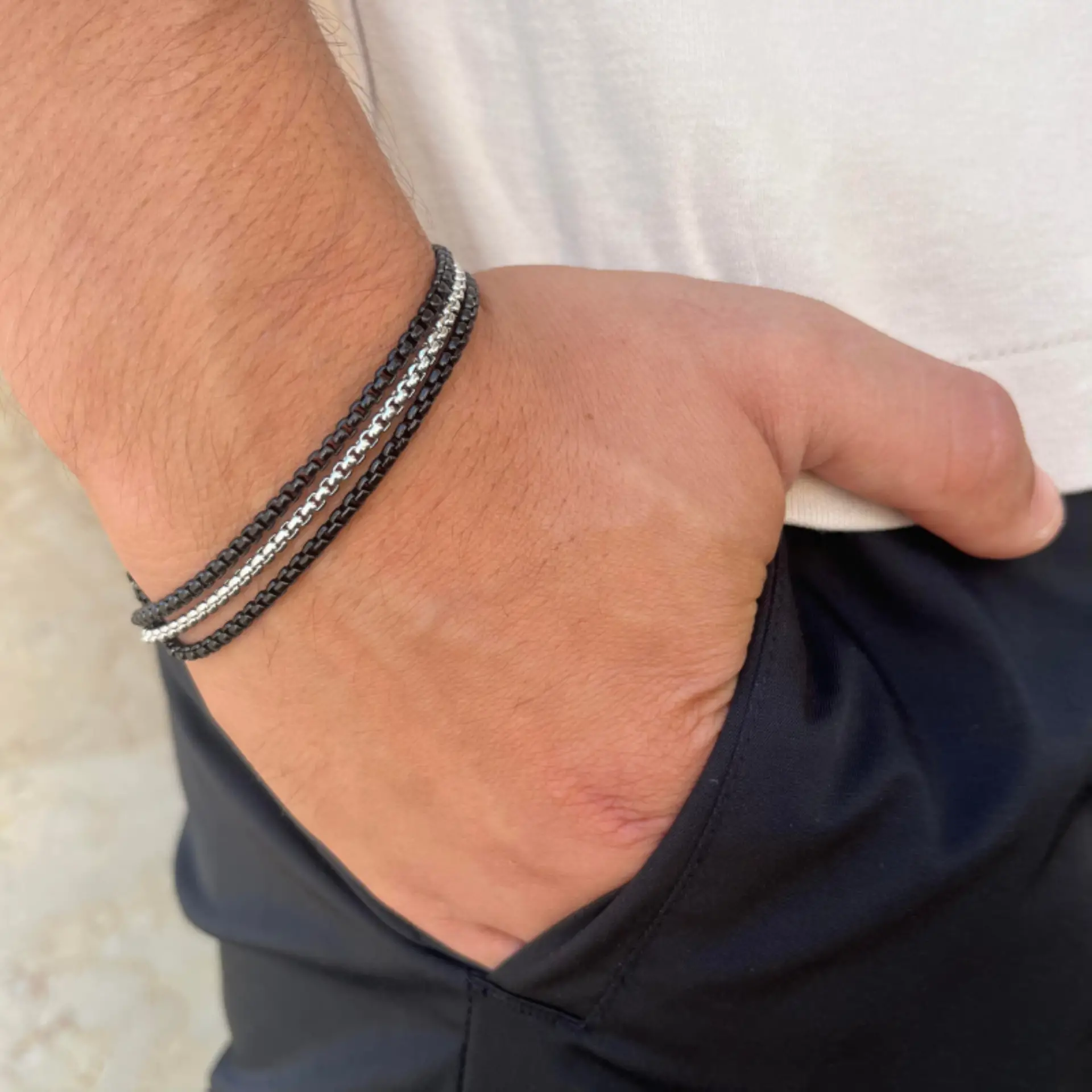 צמיד לגבר JETEM יוקרתי שלוש שורות סטיל – תמונה 8