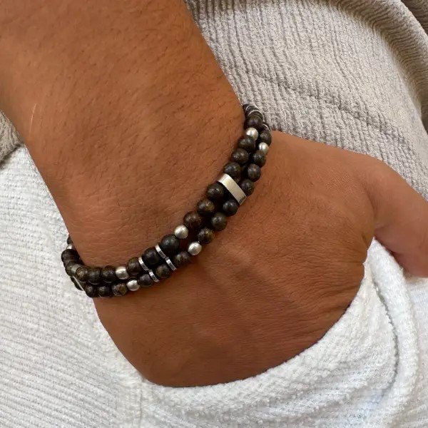 צמיד לגבר חרוזים אלימניט מט ברונז – תמונה 2