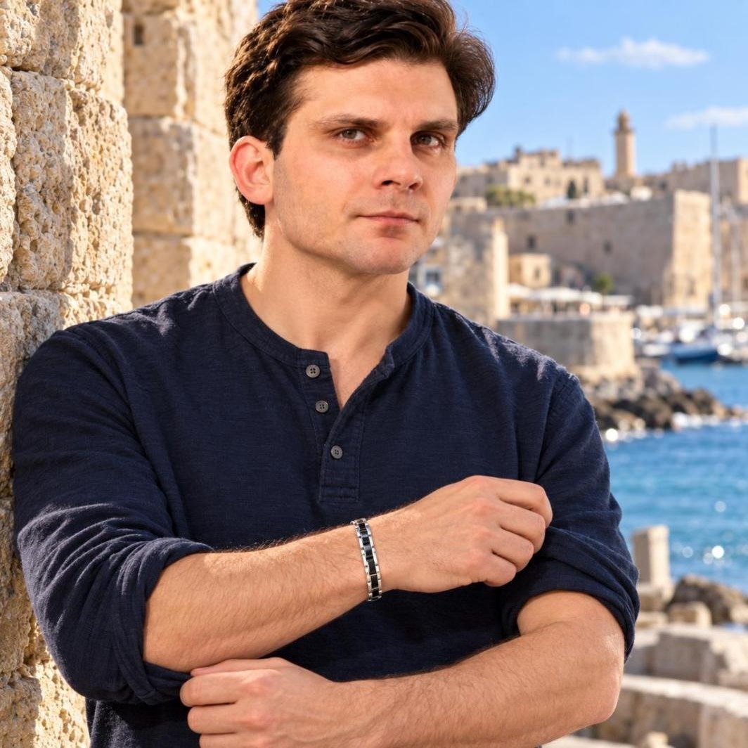 צמיד קרמי לגבר על דוגמן